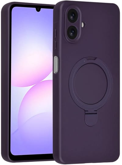 Backcover Hoesje Geschikt voor: Samsung Galaxy A07 Volledig Dekkende Schokbestendige Siliconen Backcover met Ringstandaard – 360° Bescherming - Grape Purple