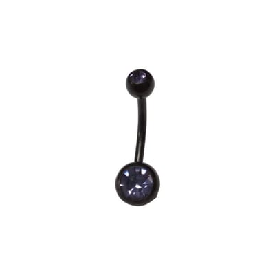 Aramat Jewels | Navelpiercings | Stijlvolle zwarte Navelpiercing met Zirkonia | Licht Paars | |8mm | Staal | Volwassenen | Verkleurd niet
