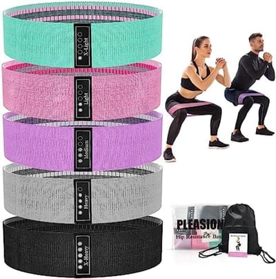 Weerstandsbanden, weerstandsband voor Heupen en Benen, Stof weerstandbanden Set,5x Resistance Bands Booty Bands voor Vrouwen/Mannen, Fitness Band voor Yoga, Pilates