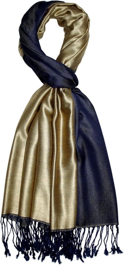 Herensjaal - Sjaal Heren - Stijlvol Accessoire - Zijde Viscose Mix - 70x190 cm - Donkerblauw Goud