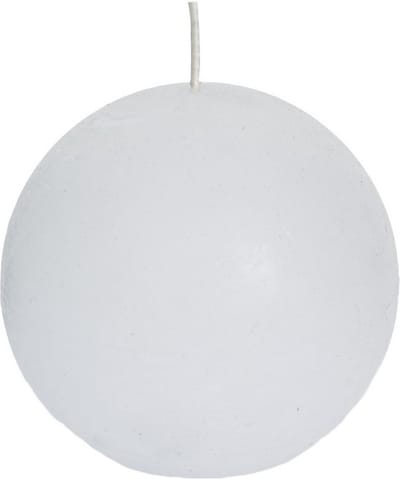 Spaas rustieke bolkaars - wit - 1x - D8 cm - 24 branduren - ronde kaarsen