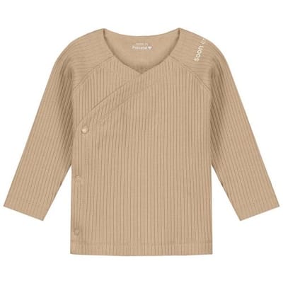Prénatal newborn overslagshirt rib Soft Taupe Brown 44 unisex