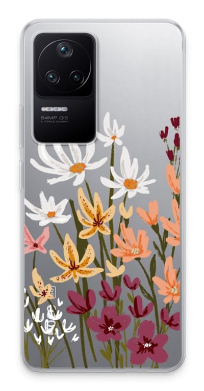 Case Company® - Hoesje geschikt voor Xiaomi Poco F4 hoesje - Painted wildflowers - Soft Cover Telefoonhoesje - Bescherming aan alle Kanten en Schermrand