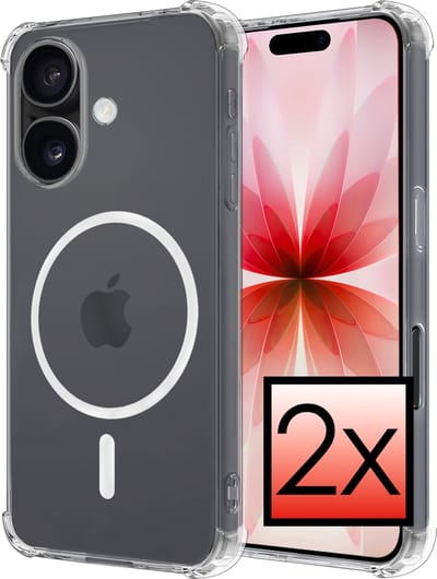 Hoesje - 2 Stuks - Geschikt voor Apple iPhone 17 - Magsafe Compatible - Sterk & Shockproof - Back Cover - Shock Proof Case - Telefoon Hoes - Transparant