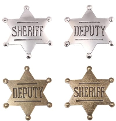 Dailygoods- Sheriff Badge - Vintage Insigne - 4 Stuks - Goud/Zilver - Rollenspellen - Feestdecoratie - Duurzaam Materiaal