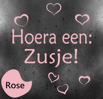 Geboorte sticker Hoera een zusje in zachtroze