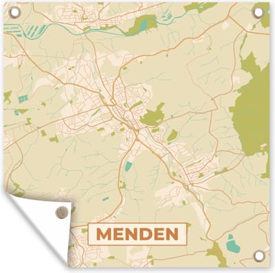 Tuin poster Menden - Vintage - Stadskaart - Kaart - Plattegrond - 200x200 cm - Tuindoek