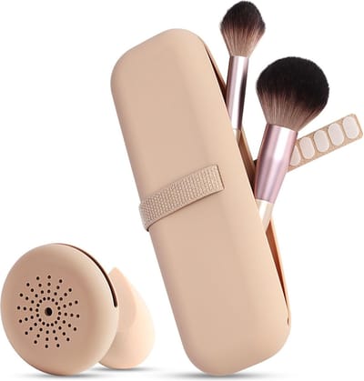 2 stuks make-upkwastentas, siliconen make-upkwasten, opslag, 1 x penseeltas, make-up + 1 x beauty-blender case, gemakkelijk te reinigen, zacht en draagbaar, voor op reis (kaki), Kaki,