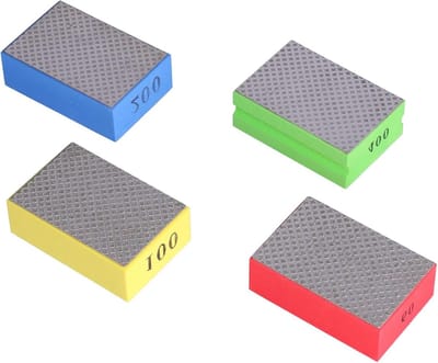 Set van 4 Diamant Polijstpads voor Handmatig Schuren van Glas, Tegels en Natuursteen - Korrel 60#, 100#, 200#, 400#