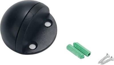 Deurstopper RVS - Deurstop Metaal - Muren Beschermen - Zelfklevend of Schroefmontage - 4.5 x 4.5 x 2.8 cm - Zwart