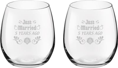 Gegraveerde set drinkglazen 39cl Just Married 5 years ago