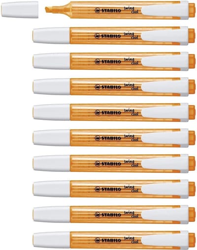 STABILO swing cool - Markeerstift - Perfect Voor Onderweg - Oranje - Doos 10 Stuks