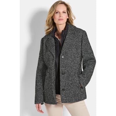 Jack in 2-in-1-look met gewatteerde inzet - zwart / wit / gedess. - Gr. 19 van Goldner Fashion