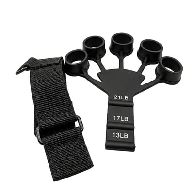 Zwart vingertrainer handtrainer verstelbare weerstand 13LB 17LB 21LB – grip kracht trainer met vinger ringen voor hand en onderarm training – fitness hand trainer voor revalidatie en kracht oefeningen