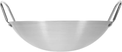 Roestvrijstalen Wokpan - Keukengerei Bakpan - Thuis Buiten Koken - Dubbele Handgreep - 486 Gram - Zilver