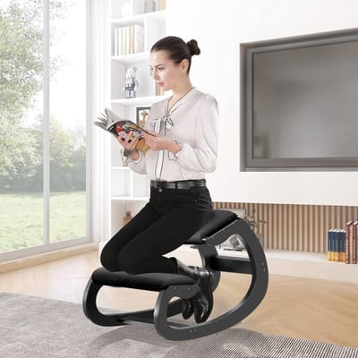 Nexvo® Kniestoel Ergonomisch - Balansstoel - Rug Corrector - Zwart - ‎84cm x 54cm x 53cm