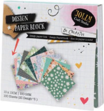 Block of design paper 10x10cm, 100 pcs - Bloemen