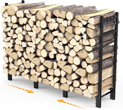 Brandhoutrek Verstelbare Houtopslag voor Netjes Stapelen - Houtrek Stevig Metalen Frame voor Binnen en Buiten - Haardhoutrek Praktische Brandhout Opslag voor Tuin en Woonkamer