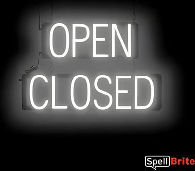 OPEN CLOSED - Lichtreclame Neon LED bord verlicht | SpellBrite | 60 x 38 cm | 6 Dimstanden - 8 Lichtanimaties | Reclamebord neon verlichting