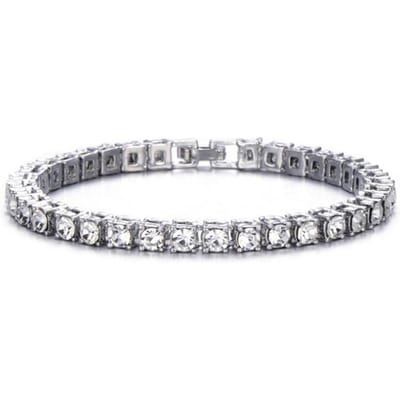 Hip Hop Armband Bling Iced Out Miami Zirkoon Cubaanse Prong Pave Strass Mannen Armband Ketting Voor Mannen Sieraden 8 inch (20cm) gray