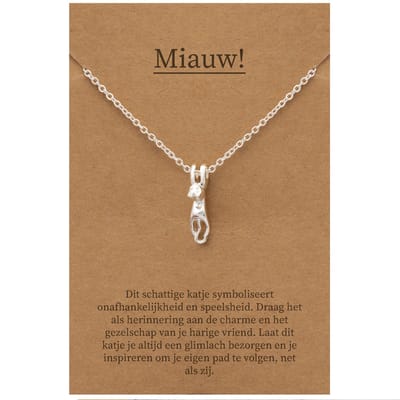 Pax Amare Cadeau ketting met Katje - Zilverkleurig Schattig Sieraad - 45+5cm