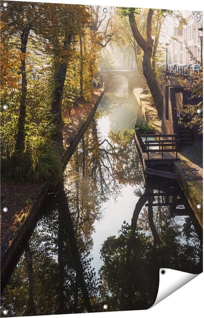 Gards Tuinposter Nieuwe Gracht in Utrecht - 90x120 cm - Tuindoek - Tuindecoratie - Wanddecoratie buiten - Tuinschilderij