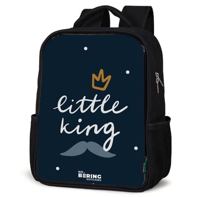 NoBoringSuitcases.com® - Rugzak zwart - Schooltas jongen & meisje - Little king met stippen - Rugtas voor school - Boekentas kind - Schoolrugzak - Kinderrugzak