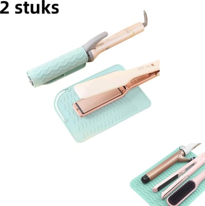 2-delige krultang warmte-isolatiepad - Permanente ijzer antislippad - Draagbare reiswarmtetool padhoes - Geschikt voor krultangen, stijltangen, stijltangen en andere haartools - Groen