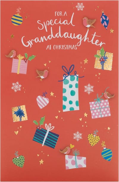 Grote Kerstkaart Kleindochter - Feestelijk Ontwerp met Gouden Foliedetails