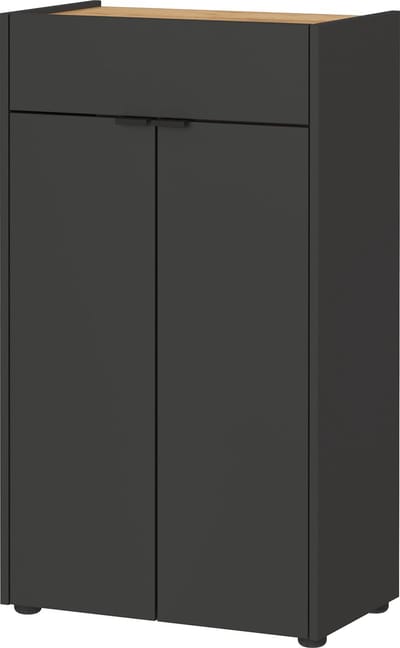 Opbergkast Sicilia Eiken - Grafiet - Breedte 60 cm - Hoogte 98 cm - Diepte 34 cm