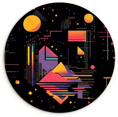 WallCircle® Wandcirkel 120x120 cm - Muurcirkel Abstract - Vormen - Lijnen - Kleurrijk - Muurdecoratie woonkamer - Wanddecoratie slaapkamer - Kamer decoratie accessoires - Ronde schilderijen XXL