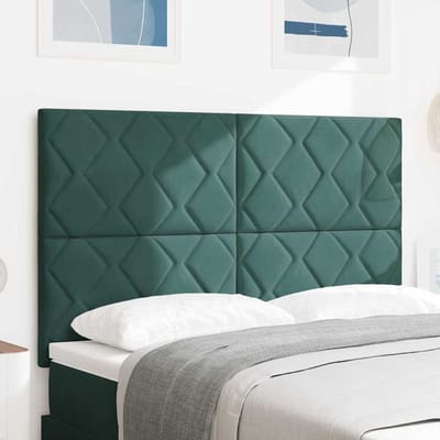 vidaXL - LED - Hoofdbord - Donkergroen - 144 - cm - Fluweel