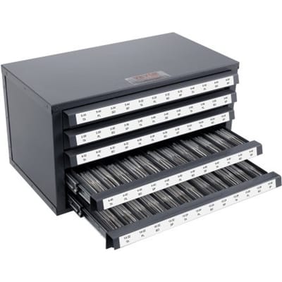 VEVOR Snijboordispenserkast, Kraanorganizer Met 5 Laden voor #2-56-#12-28 Stalen Boordispenser-Organizerkast Met Etiketten, Stapelbare Kast Met 60 Vakken Grijs