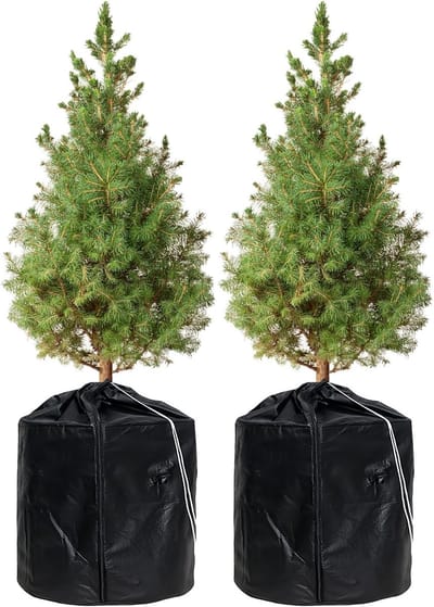 Winterhoes voor buitenplanten: set van 2 antivrieszakken voor potplanten- 45 x 55 cm winterhoes voor potplanten- antivriesbeschermhoezen voor potplanten (zwart)