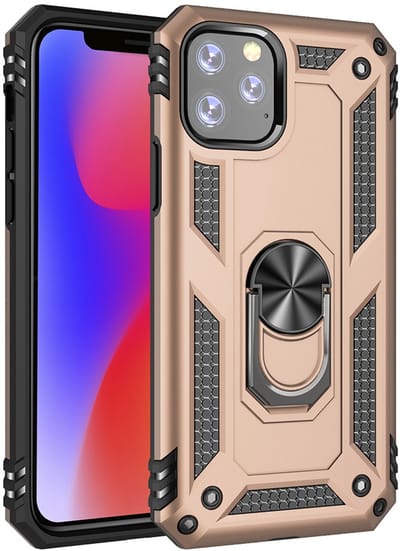 Ntech hoesje Geschikt voor iPhone 11 Pro Armor Ringhouder TPU - Goud