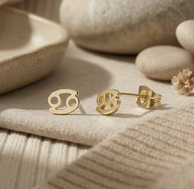 Maevi® Sterrenbeeld Oorbellen - Kreeft / Cancer - Kleur: Goud - 18K Goldplated / Verguld - Luxe Oorbellen - Sterrenbeeld / Zodiac - Hoge Kwaliteit - Verkleurt niet - Oorknopjes / Oorhanger - Incl. Luxe Cadeauverpakking - Gouden Oorbellen