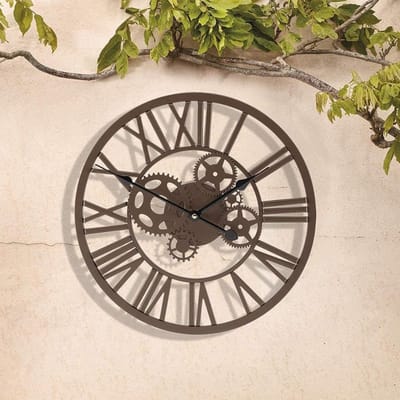 Grote Outdoor Wandklok 35cm Met Romeinse Cijfers - Waterdichte Tuinklok Voor Binnen En Buiten