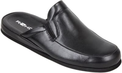 Rohde Pantoffels Heren  - leer - zwart - 6607-90 - Maat 40