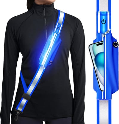Lichtband joggen met reflectorriem, led-reflectorband, USB type C, oplaadbaar looplicht met reflectoren, licht voor joggers, hardlopen, fietsen, hondenwandelen, outdoorsport, voor mannen,Blauw