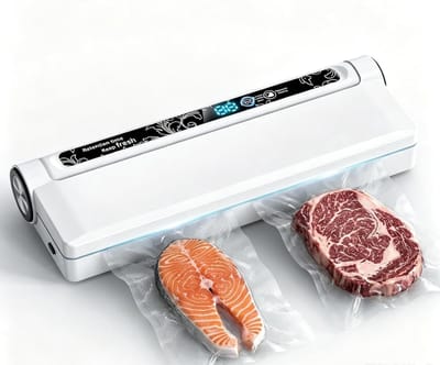 Vacuümmachines -Vacuümverpakkingsmachine- Vacumeermachine - Vacuum sealer - Met 10 vacuümzakken (Afmetingen tas (17x25) - Met digitaal display - Multimodus voor Nat en Droog Voedsel, Vlees en Levensmiddelen - wit