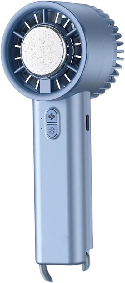 Handventilator USB oplaadbaar - compacte mini ventilator met 5-6 uur gebruiksduur, stille verkoeling voor reizen, werkplek en dagelijks gebruik, blauw