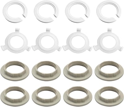Set van 16 lampenkappen verloopringen, E27 naar E14 adapter, plastic fittingen voor tafellampen en wandlampen, eenvoudig te installeren en geschikt voor diverse stijlen