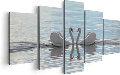 Artaza Canvas Schilderij Vijfluik Zwanen Koppel op het Water - 100x50 - Foto Op Canvas - Canvas Print
