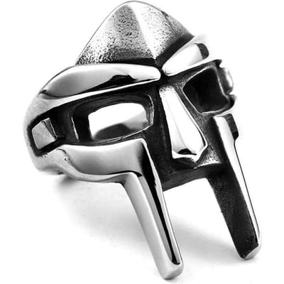 Gladiator stijl masker ring voor mannen punk vintage titanium roestvrijstalen ring, 11 gray