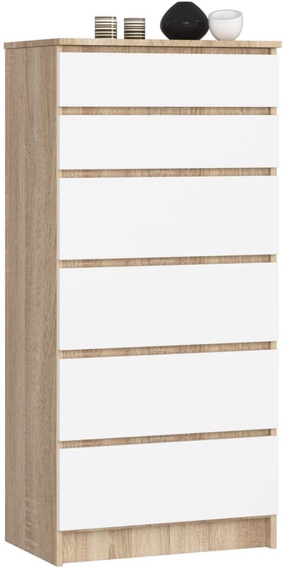 Ladekast K60 met 6 Lades / AKORD Furniture Factory / Sonoma Eik - Wit / 60 x 130 x 40 cm