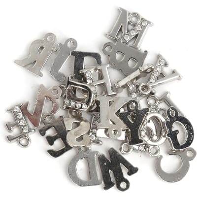 26 Pcs Pendentifs Lettres en Alliage DIY Alphabet Anglais avec Ornement Strass Fabrication de Bijoux gray