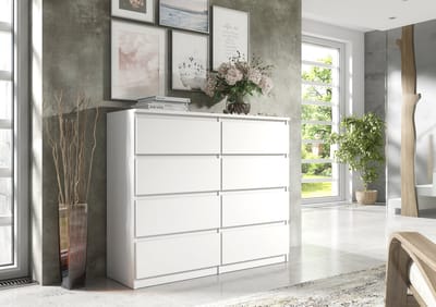 Pro-meubels - Ladekast Ibiza - Wit mat - 138cm - 8 lades - Kast - Commode - Slaapkamer