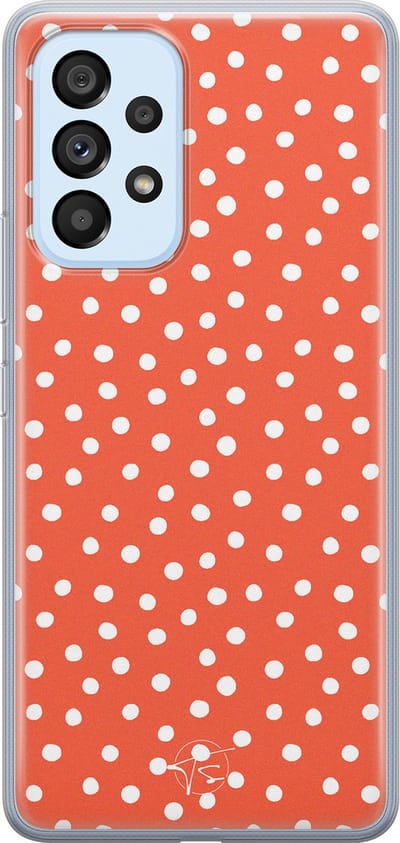 Hoesje geschikt voor Samsung Galaxy A53 - Oranje stippen - Soft Case - TPU - Gestipt - Oranje - Mooie Telefoonhoesjes