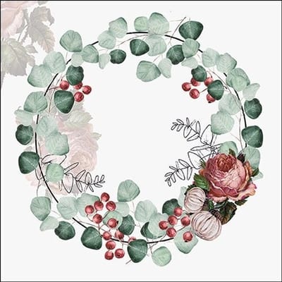Ambiente Wreath of Eucalyptus Grey papieren lunch servetten - 33 x 33 cm
