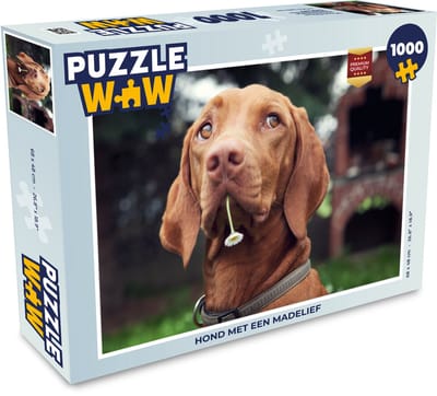 Puzzel Hond - Bloemen - Madelief - Legpuzzel - Puzzel 1000 stukjes volwassenen